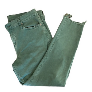 GAP 1969 Green Denim True Skinny Frayed Bottom Size‎ 32R